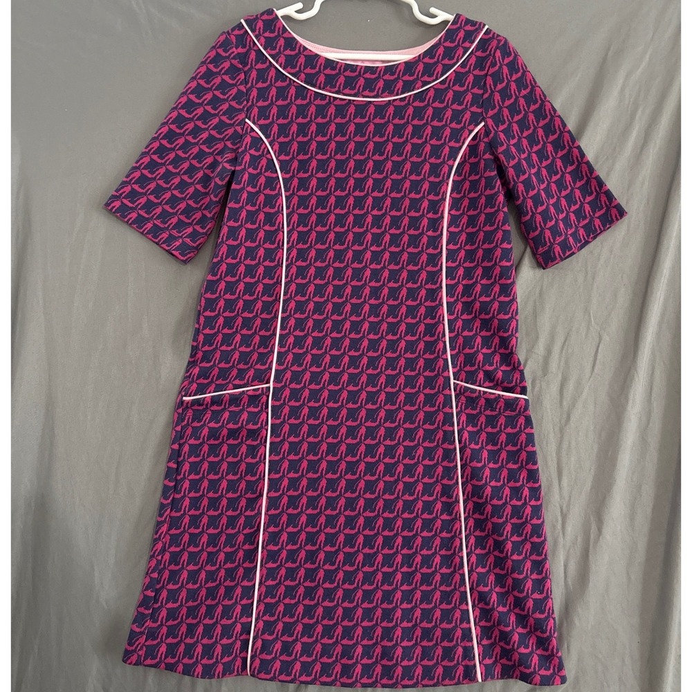 Lilly Pulitzer Shift Dress Kids L Pink Navy Preppy Shoe Print Pockets 15323G